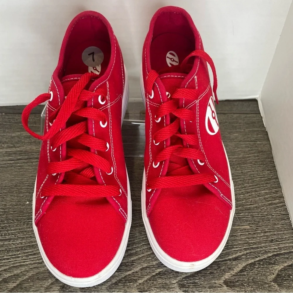 Heelys Red Sneakers with White Logo. Size 7.Skate shoes. Used- has marks.